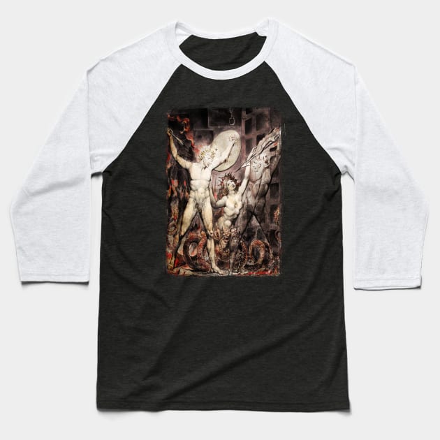 Satan, Sin, and Death - William Blake Baseball T-Shirt by The Blue Box